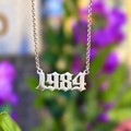 Personalised Sterling Silver Gothic Year Necklace | Made to Order