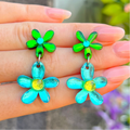 Pre Order | Green & Blue Flower Earrings | Watch This Space