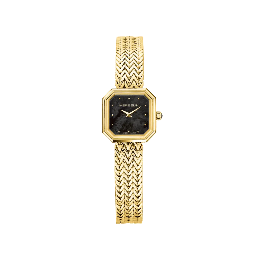 Herbelin Octogône Ladies Steel Gold Watch with Mother of Pearl White Dial