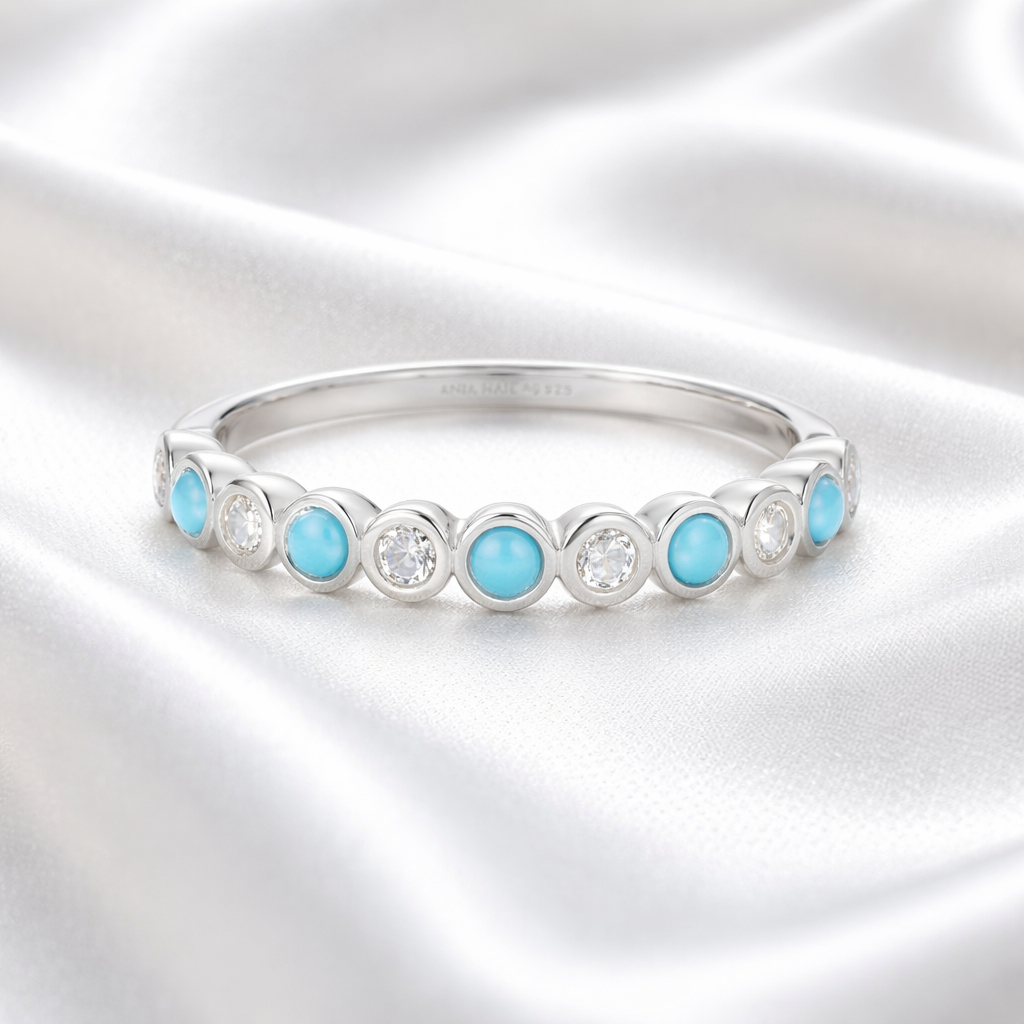 Turquoise & Cubic Zirconia Silver Ring | Size O | Ania Haie