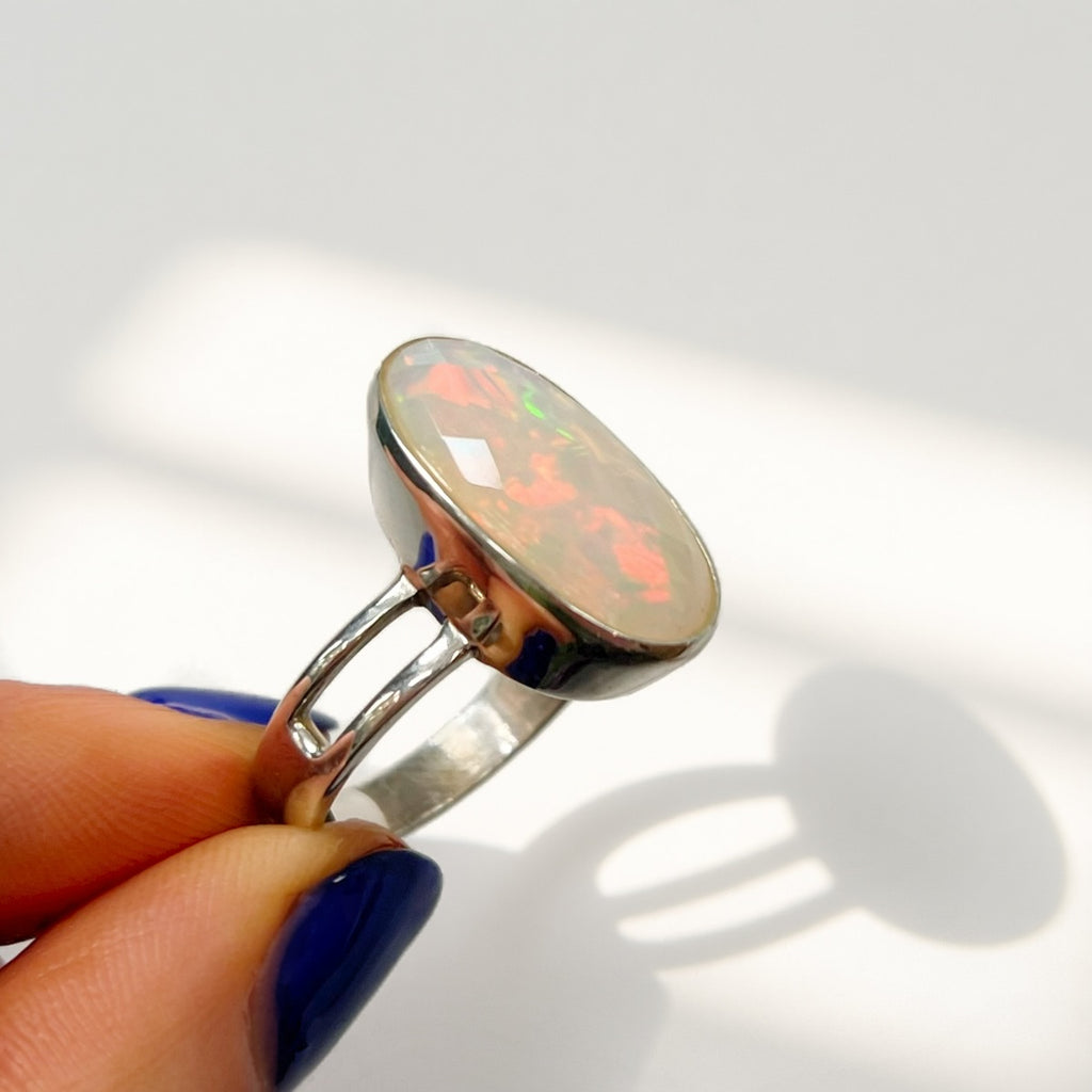 Natural Opal Sterling Silver Cocktail Ring | Size R ½