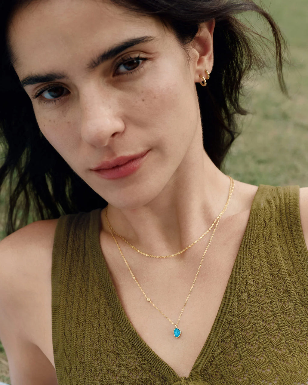 Turquoise 14ct Gold Plated Pendant Necklace | Ania Haie