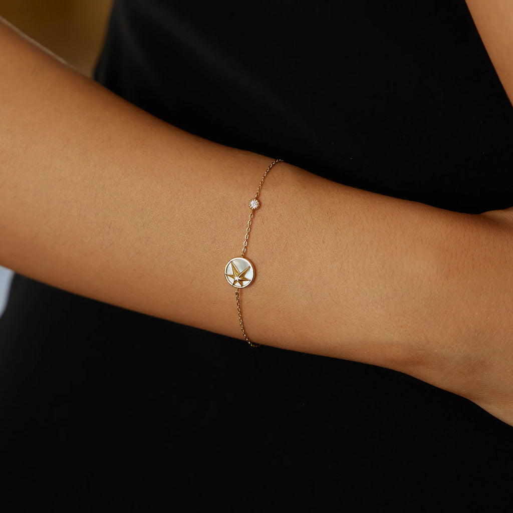 Mother of Pearl Star 14ct Gold Plated Bracelet | Ania Haie
