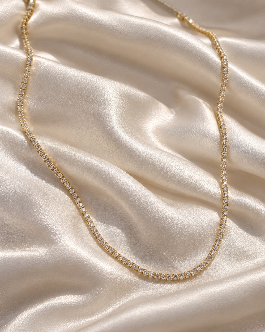 Gold on Silver Pavé Cubic Zirconia Tennis Necklace | Ania Haie