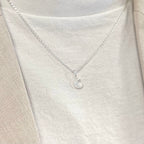 Cubic Zirconia Sterling Silver Moon Necklace