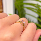 Handmade Vintage Amethyst 9ct Yellow Gold Heart Solitaire Ring | Size M