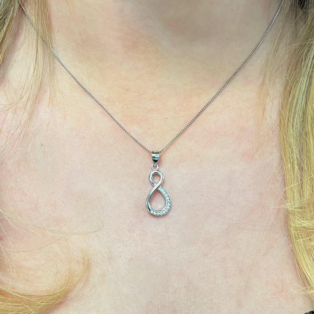 Cubic Zirconia Sterling Silver Infinity Necklace