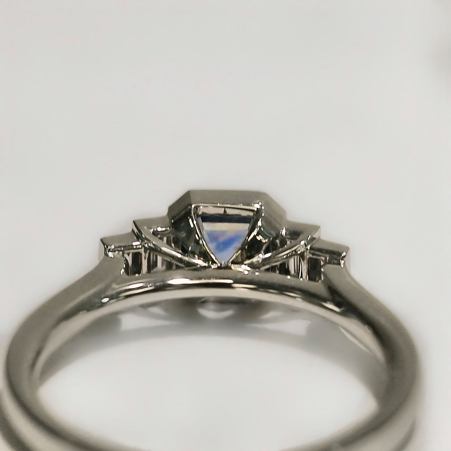 Platinum Sapphire and Diamond Ring - Size M ½