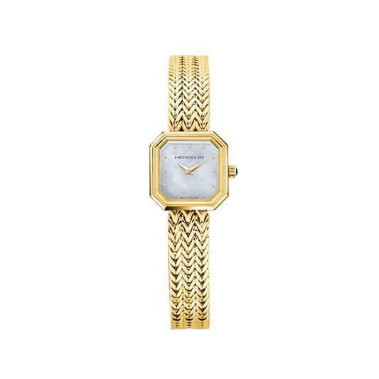 Herbelin Octogone Ladies Steel Gold Watch with White Dial