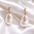 Diamond & Large Baroque Pearl 18ct Rose Gold Drop Earrings