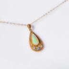 Art Deco Inspired Opal and Diamond 9ct Yellow Gold Necklace