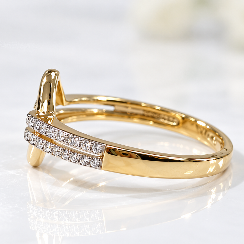 Diamond 9ct Yellow Gold Open Link Ring