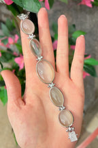 True Moonstone Graduated Five Stone Sterling Silver Chunky Bracelet