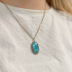 Detailed Oval Turquoise Sterling Silver Pendant