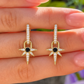 14ct Gold Plated Black Onyx Star Drop Huggies | Ania Haie