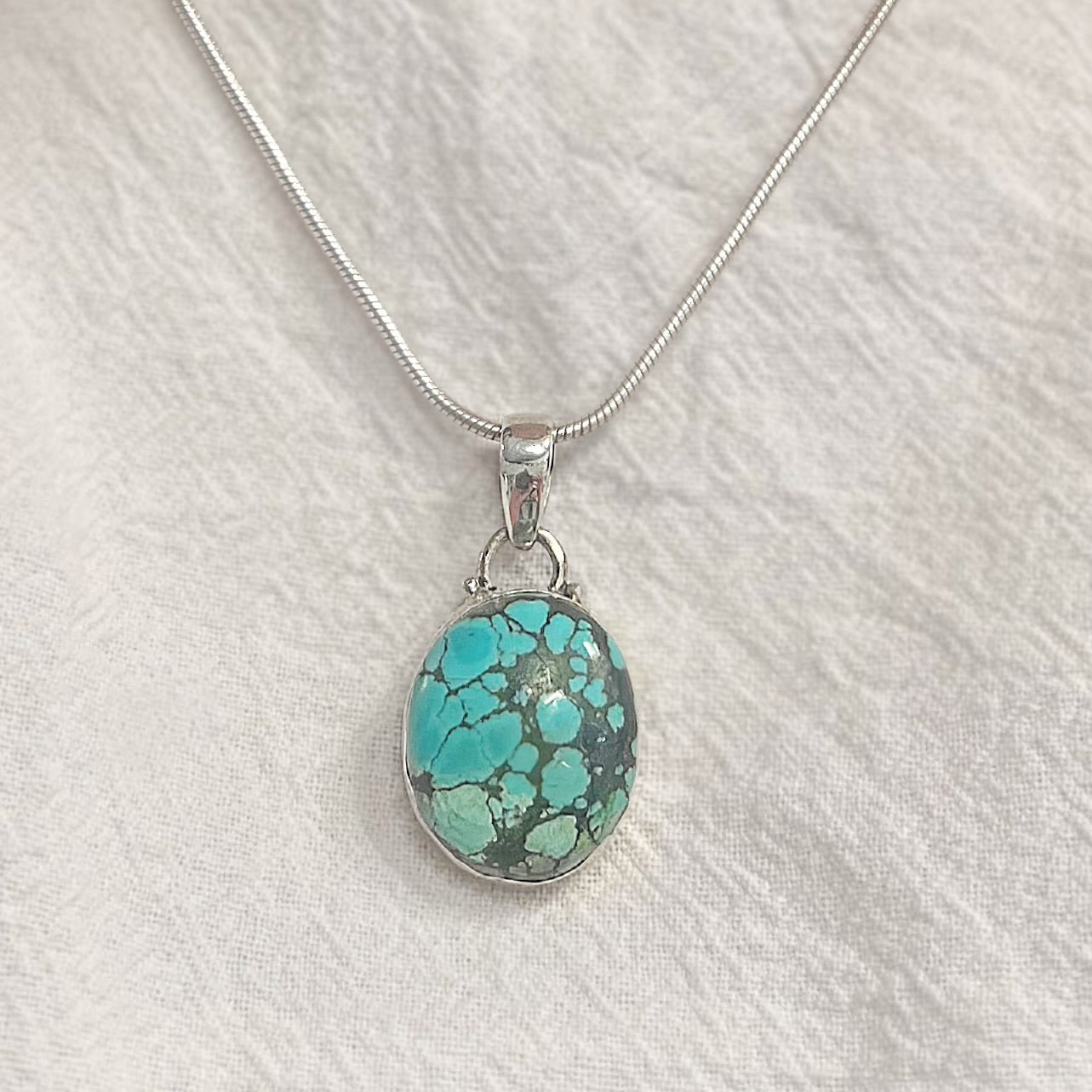 Oval Turquoise Sterling Silver Pendant