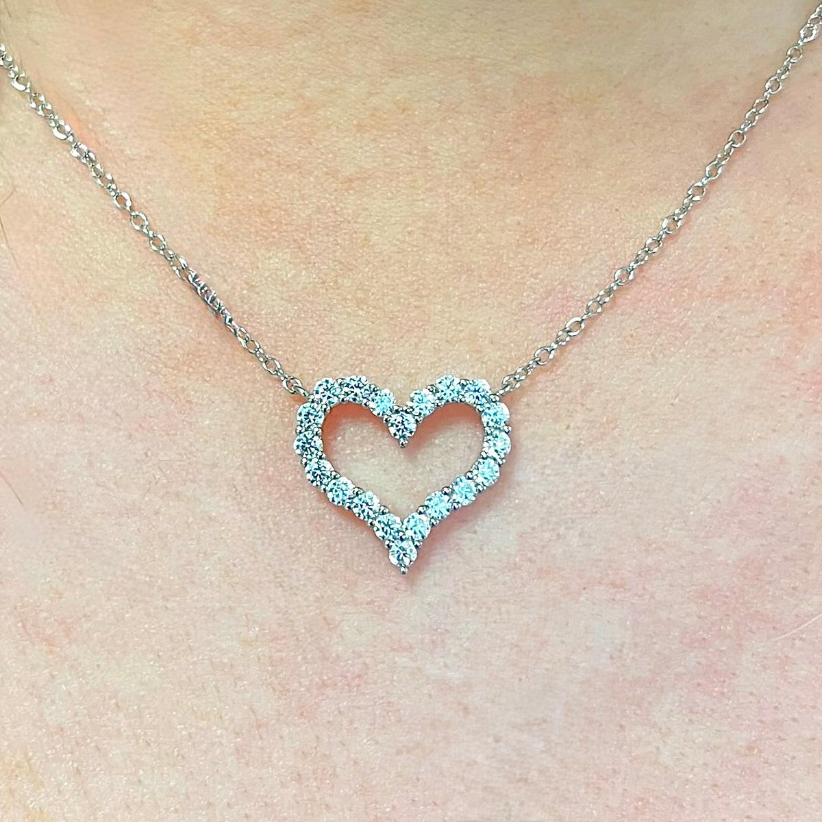 Cubic Zirconia Sterling Silver Heart Necklace