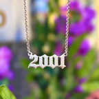 Personalised Sterling Silver Gothic Year Necklace | Made to Order