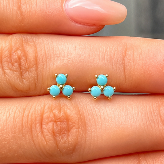 Pre-Order | Turquoise & Gold Lotus Stud Earrings | Ania Haie