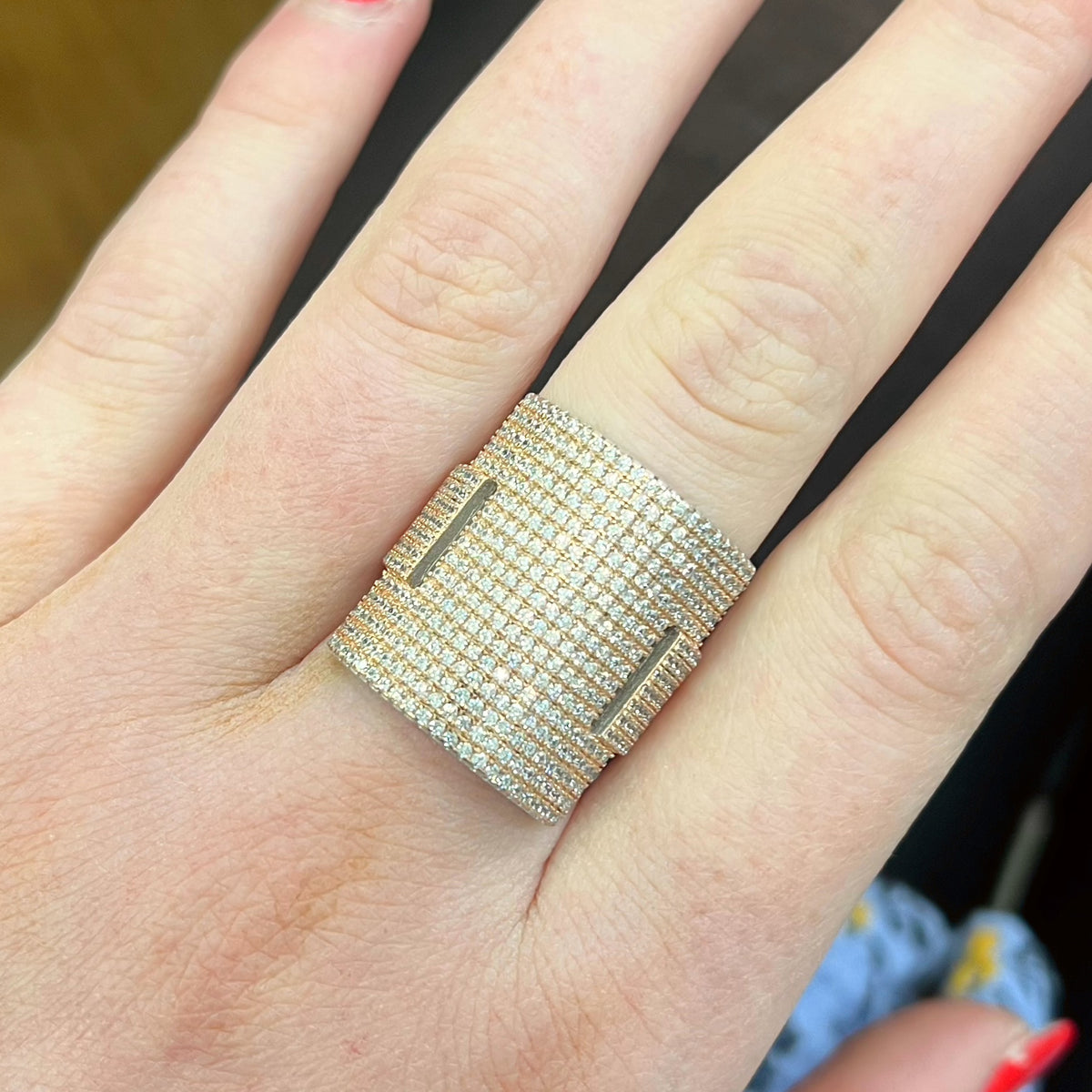 White Zirconia 18ct Rose Gold Plated Oleggio Ring | Size P | Sif Jakobs