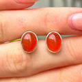 Carnelian Oval Sterling Silver Stud Earrings
