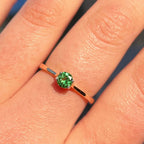 Vintage Green Quartz 9ct Yellow Gold Solitaire Stacking Ring | Size P