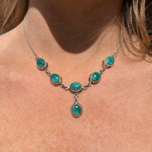 Sterling Silver Turquoise Festoon Necklace