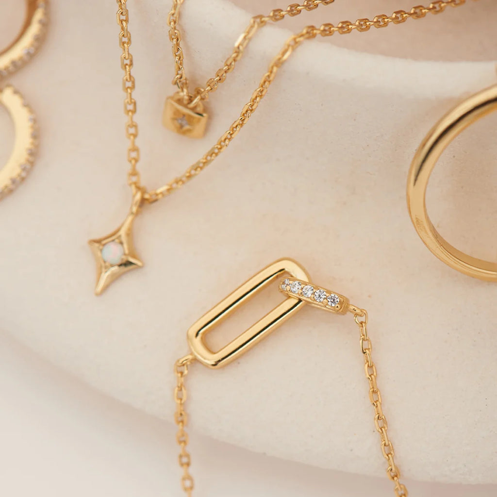 14ct Gold Plated Cubic Zirconia Glam Interlock Bracelet | Ania Haie