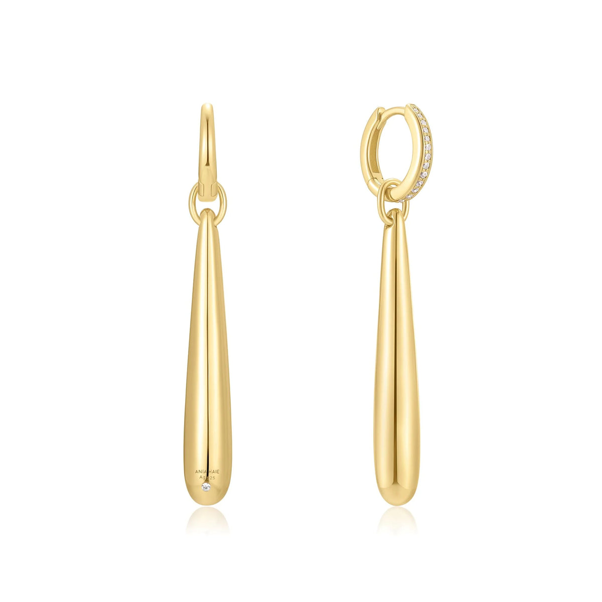 14ct Gold Plated Long Water Droplet Earrings | Ania Haie