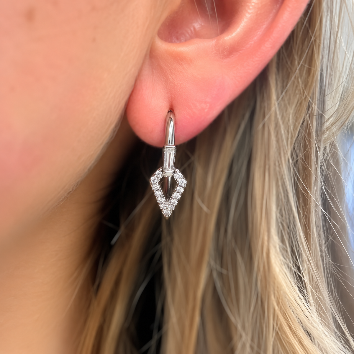 Sterling Silver Cubic Zirconia Geometric Hoop Earrings | Ania Haie