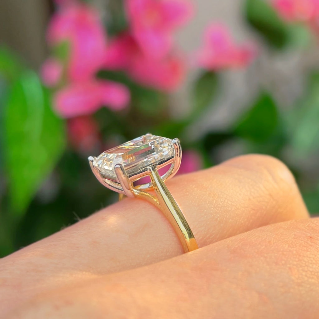 5ct Emerald-Cut Lab-Grown Diamond 18ct Yellow Gold Engagement Ring | Size L ½