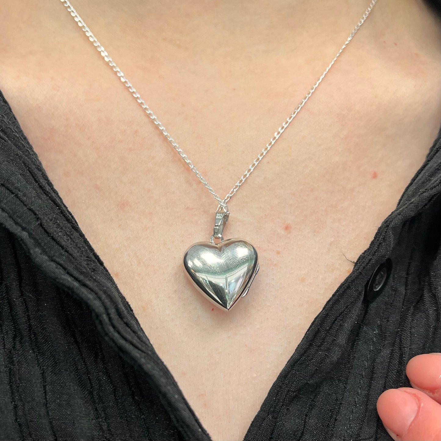 Sterling Silver Patterned Heart Locket Necklace