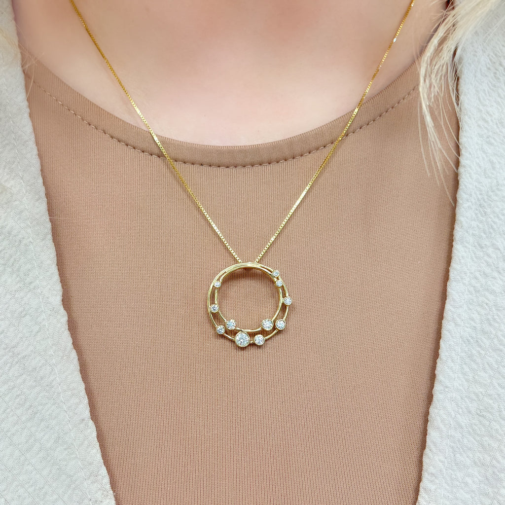 Diamond Bubble 9ct Yellow Gold Necklace