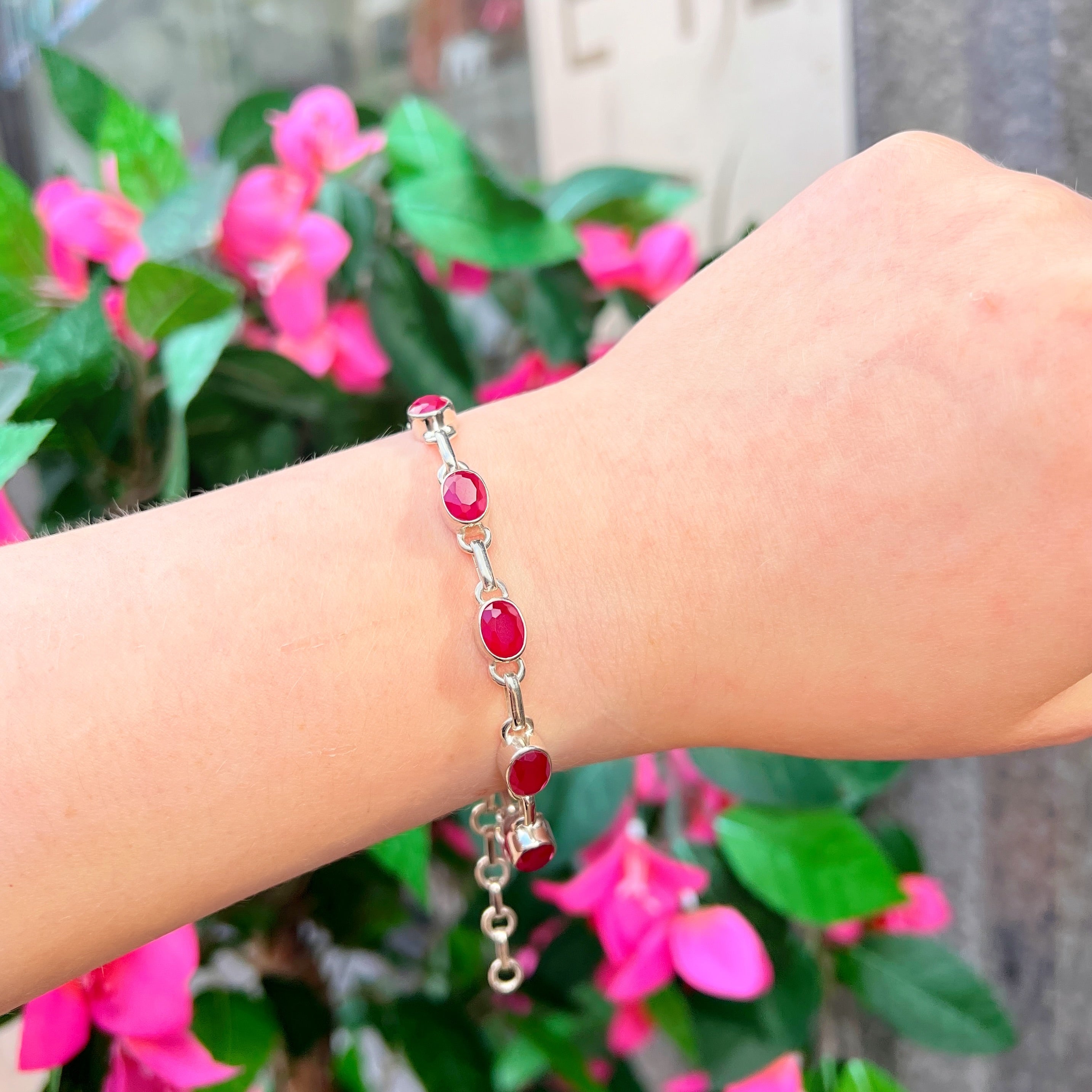 Ruby Sterling Silver Bracelet