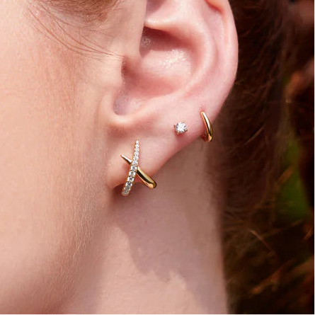 Ania Haie Gold Kiss Polished Pavé Stud Earrings