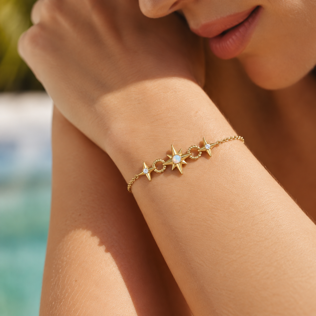 Kyoto Opal Linked Star 14ct Gold Plated Bracelet | Ania Haie