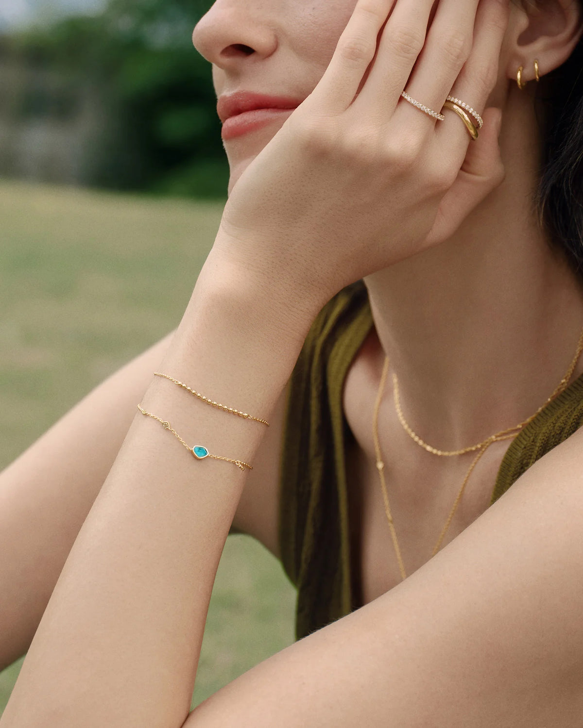 Turquoise Discs 14ct Gold Plated Bracelet | Ania Haie