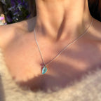 Pre-Order | Sterling Silver Sheila Fleet Blue Enamel Small Leaf Cubic Zirconia Necklace