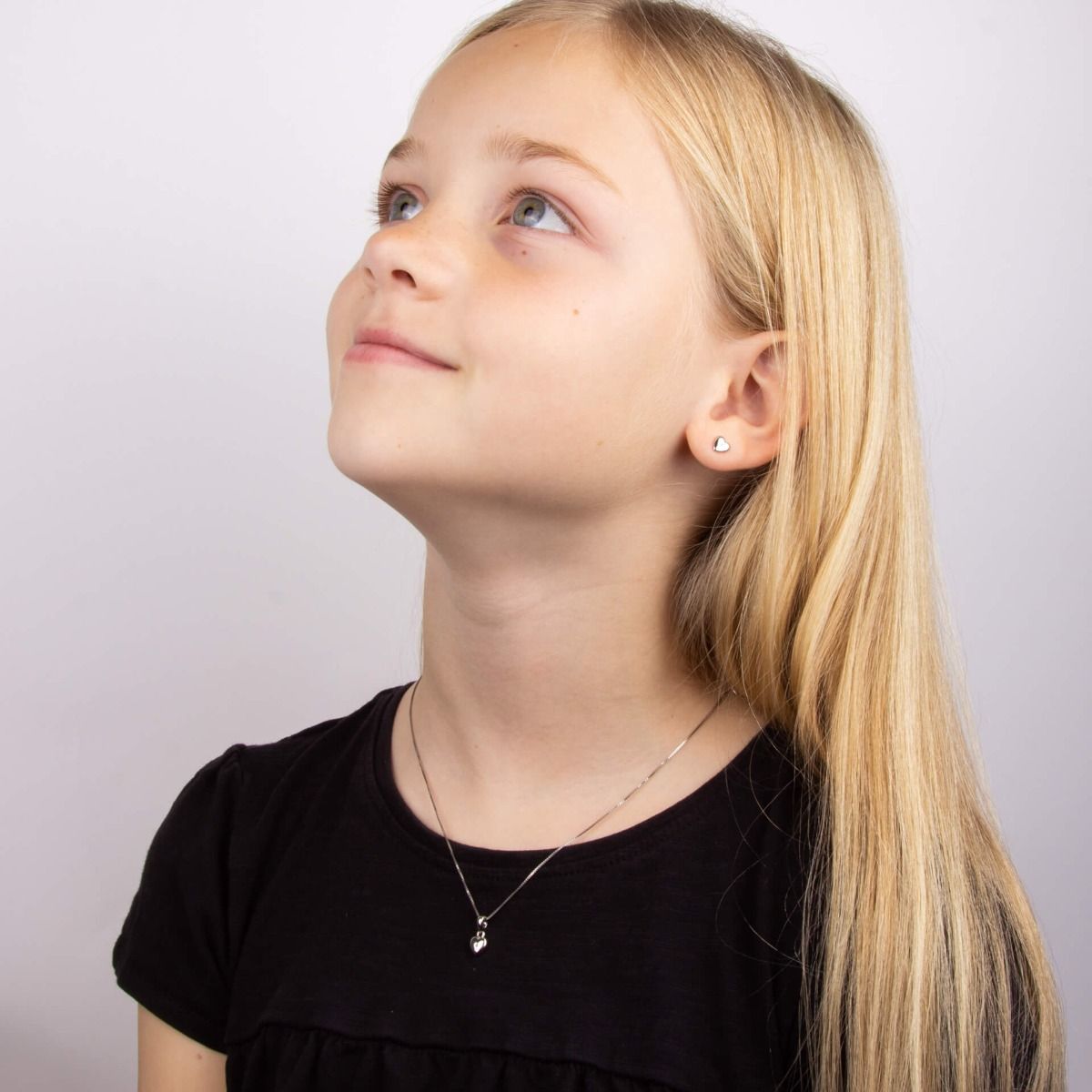 Diamond Sterling Silver Heart Children's Dainty Necklace