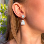 Opal & Cubic Zirconia Sterling Silver Teardrop Earrings