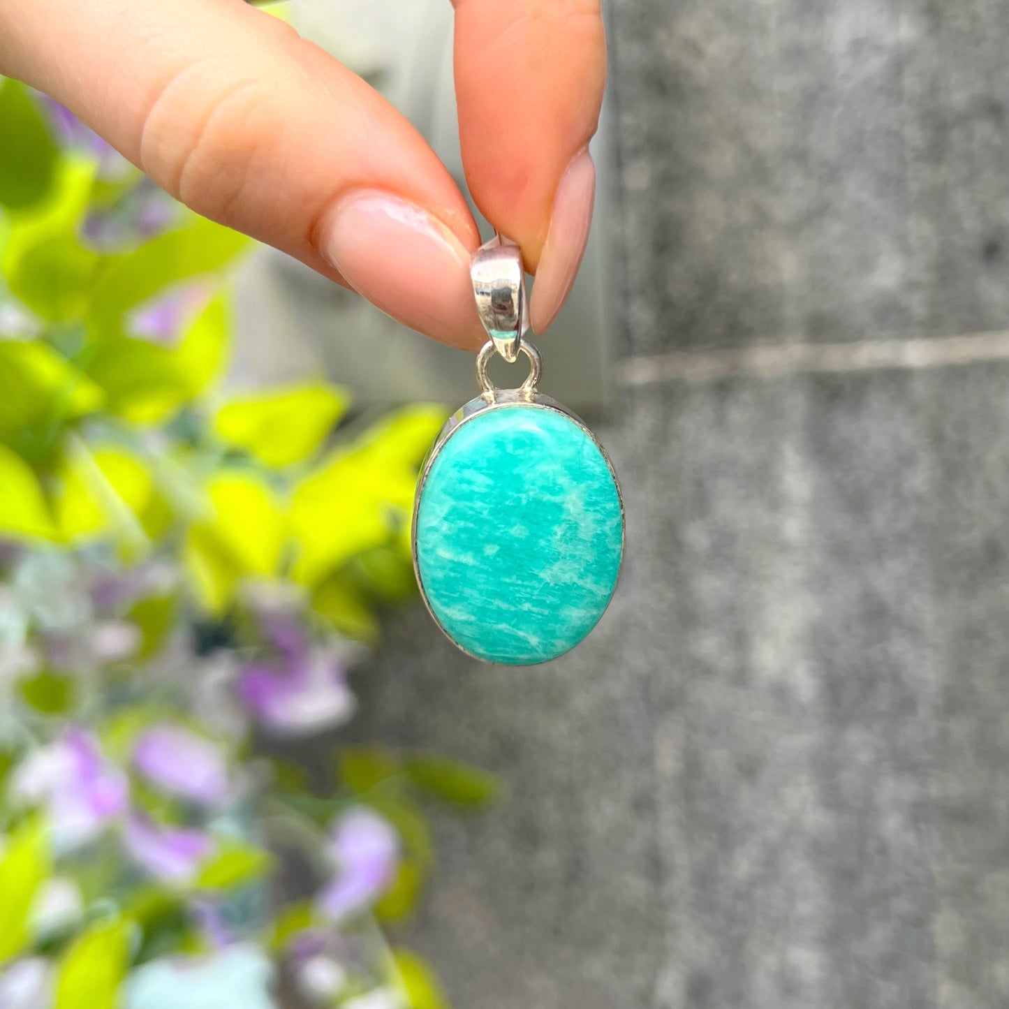 Sterling Silver Bright Blue Amazonite Pendant