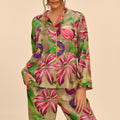 Super Soft Oversized Green Floral Botanicals Long Pyjamas | Powder Accessories