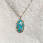 Detailed Oval Turquoise Sterling Silver Pendant
