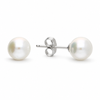 Round Pearl Sterling Silver Stud Earrings