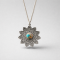Turquoise Sterling Silver Bohemian-Inspired Mandala Necklace
