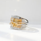 Two-Tone Wide Diamond 9ct Gold Band Ring | Size O