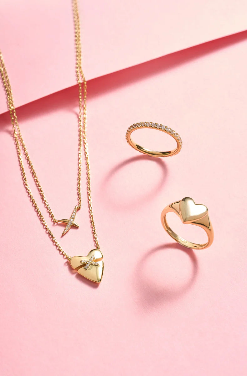 Pre-Order | Gold Heart Kiss Pave Necklace | Ania Haie