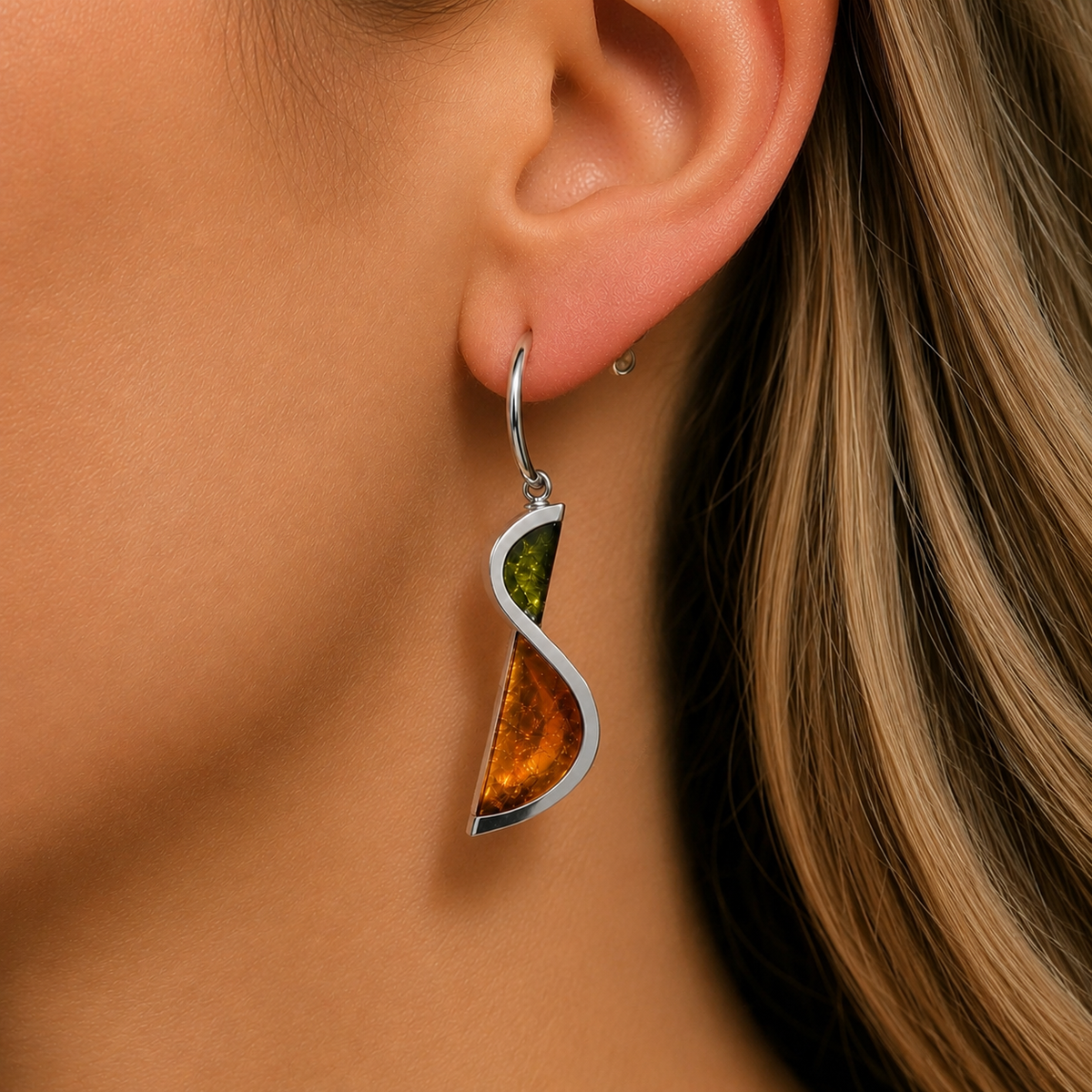 Orange and Green Swirl Drop Earrings | Watch This Space
