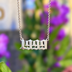 Personalised Sterling Silver Gothic Year Necklace | Made to Order