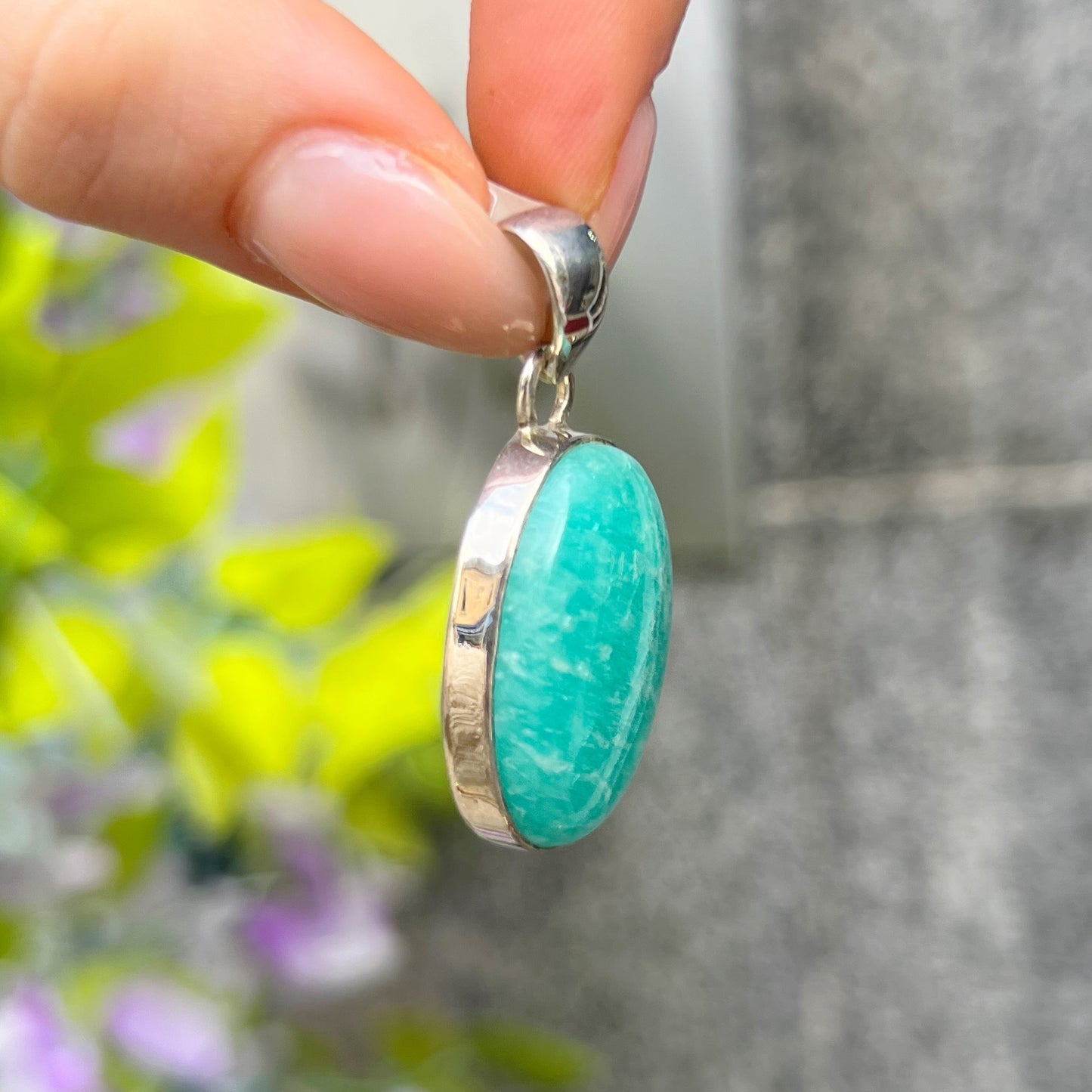 Sterling Silver Bright Blue Amazonite Pendant